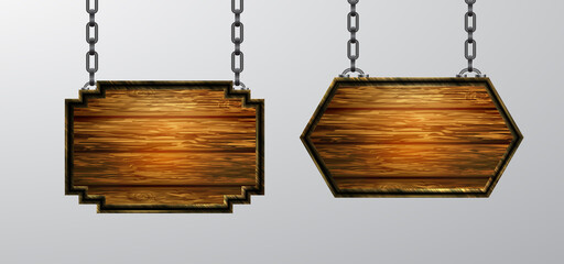 Vector realistic illustration of wooden signboard