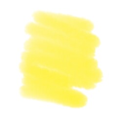 Naklejka na ściany i meble A yellow brush stroke isolated on a white background. A trendy brush stroke for yellow ink paint, grunge background, dirty banner, watercolor design, and dirty texture. Brush stroke, paint, write.