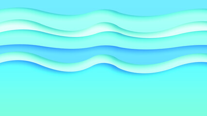 Abstract Paper Cut Sea Ocean Wave Water On Blue Background Vector Design