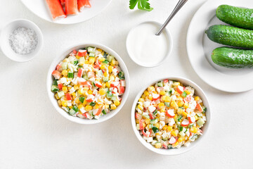 Russian style imitation crab salad