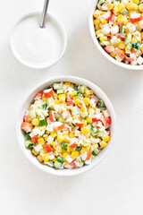 Russian style imitation crab salad