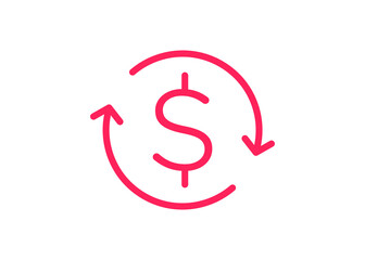 Money vector icon. Dollars sign icon. USD currency symbol. Money label. Download arrow, handshake, tick and heart. Flat circle buttons.