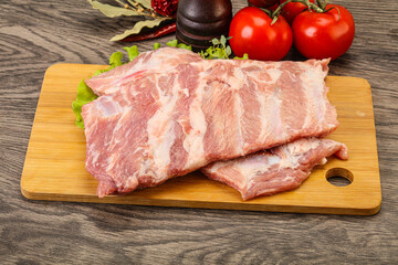Raw pork ribs for cooking