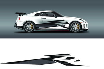 Car wrap design vector ,  For vehicle, rally, race, adventure and car racing livery , decal .