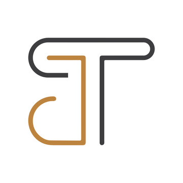 Creative abstract letter jt logo design. Linked letter tj logo design.