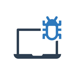 Laptop Computer Infected Virus Icon Malware And Bug Sign Symbol