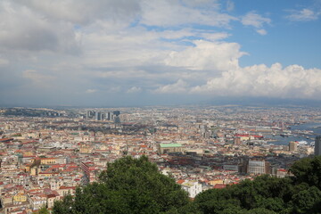 Fototapeta na wymiar View from Terrazza Panoramica Villa Floridiana to Naples on the Gulf of Naples, Italy 