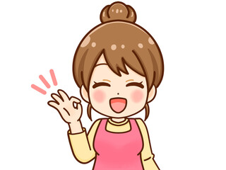 OKする主婦のイラスト素材2