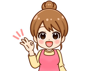 OKする主婦のイラスト素材