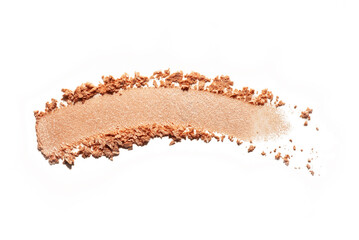 Eye shadow or bronzer sand orange smudge white isolated background