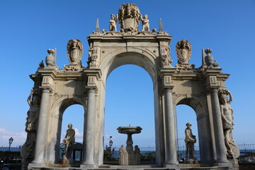 Obraz premium Fountain of Giant in Naples on the Gulf of Naples, Italy