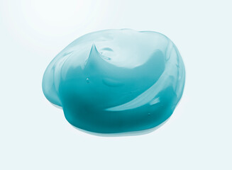 Cream gel gray blue transparent cosmetic sample texture with bubbles isolated blue background