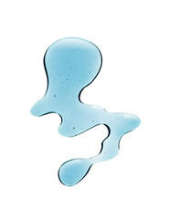 Cream gel serum blue transparent cosmetic sample texture with bubbles white isolated background