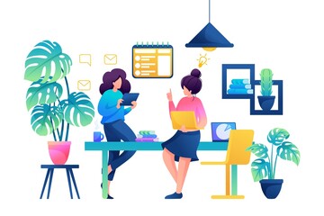 Planning the work of the creative team for the project implementation. Flat 2D Web design