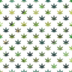 Marijuana Seamless Pattern - Green marijuana leaves repeating pattern design
