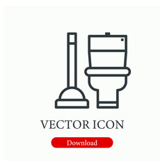 Toilet vector icon.  Editable stroke. Linear style sign for use on web design and mobile apps, logo. Symbol illustration. Pixel vector graphics - Vector