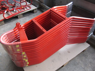 steel elements for installation of equipment in red color