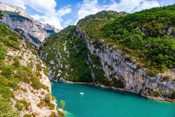 The steep walls of the canyon