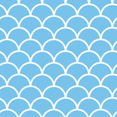 Seamless fish scale pattern in blue color. Vector marine nautical background. Creative backdrop with geometric figures. Funny wallpaper for textile and fabric. Fashion style. Colorful bright