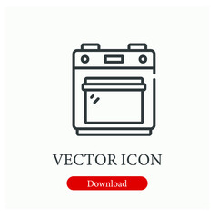 Oven vector icon.  Editable stroke. Linear style sign for use on web design and mobile apps, logo. Symbol illustration. Pixel vector graphics - Vector