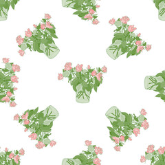 Seamless vector pattern with floral bouquets.