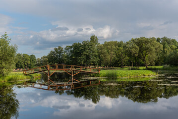 View to the bridge in the park