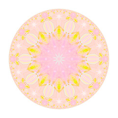 Decorative pattern in a circle for interior decoration. Ornate mandala. Isolated on white.