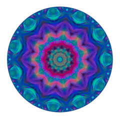 Round mosaic ornament for interior decoration. Patterned print, anti stress mandala.