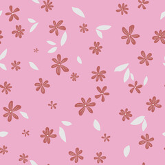 Trendy seamless chamomile, daisies ditsy pattern. Fabric design with simple flowers. Vector cute flower pattern for fabric, wallpaper or wrap paper.