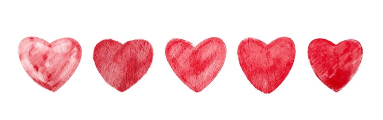 Watercolor red heart on white background