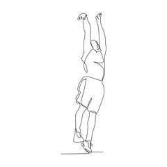 basketball player jump and shoot the ball - continuous one line drawing