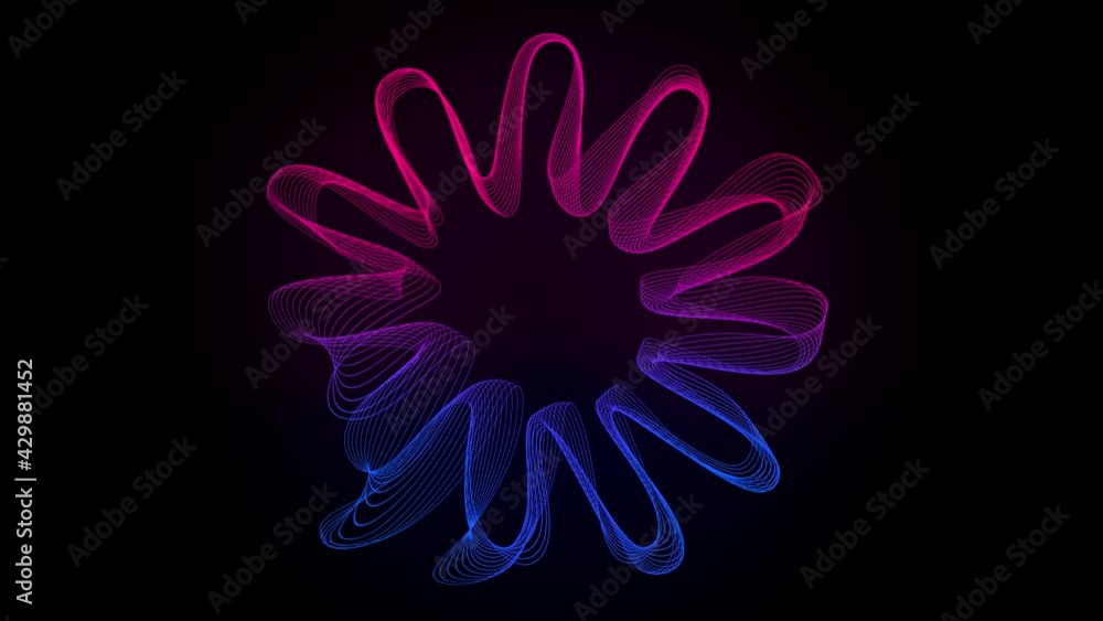 Poster abstract background with flower wavy color lines. 4k motion video animation waves of liquid lines mo