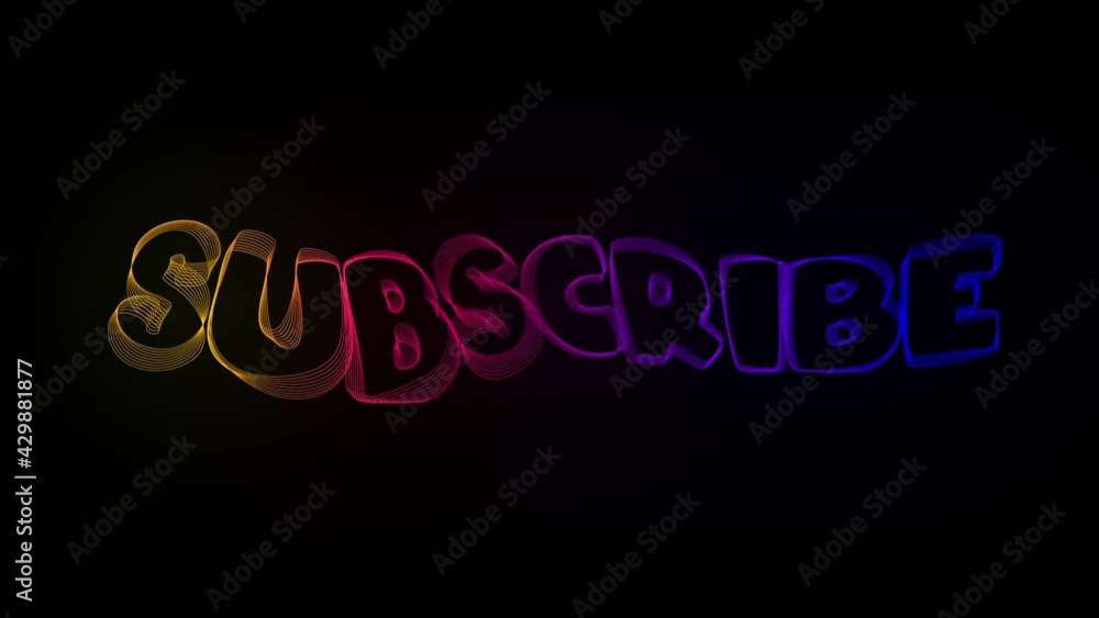 Poster subscribe creative typography text animation with wavy color lines. 4k motion video animation waves 