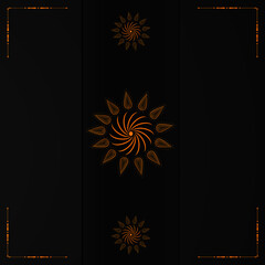 Golden abstract Mandal ornate pattern for background, invitations, cards, premium templates on black background.