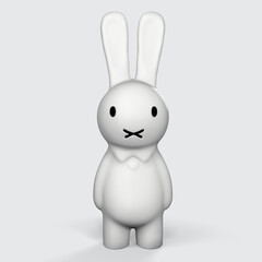 Greeting card with with white Easter rabbit. Funny bunny. Easter Bunny 3d-illustration 3d-rendering