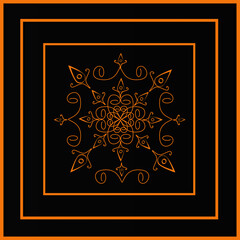 Golden abstract Mandal ornate pattern for background, invitations, cards, premium templates on black background.