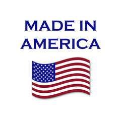Made in America vector with waving American flag. Products made in the US are a source of pride for Americans.