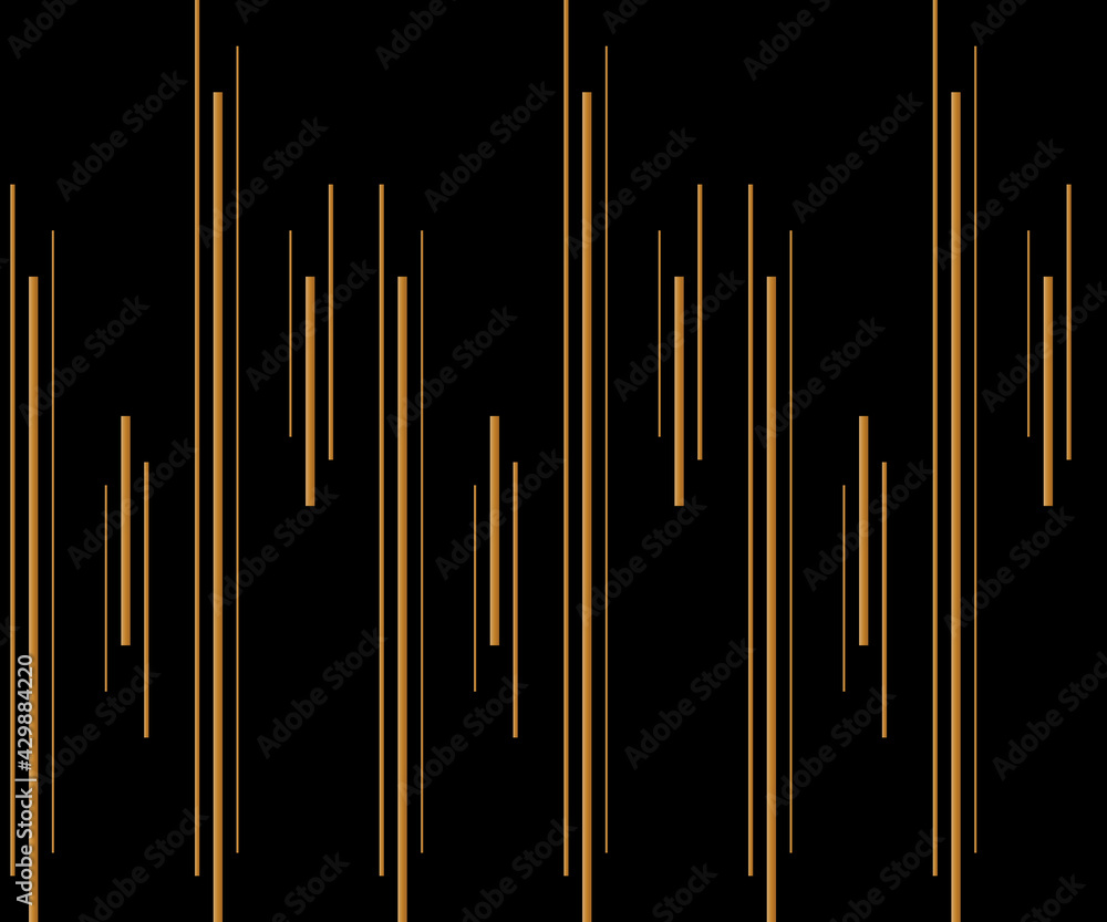 Poster geometric of vertical stripe pattern. design regular random gold on black background. design print f