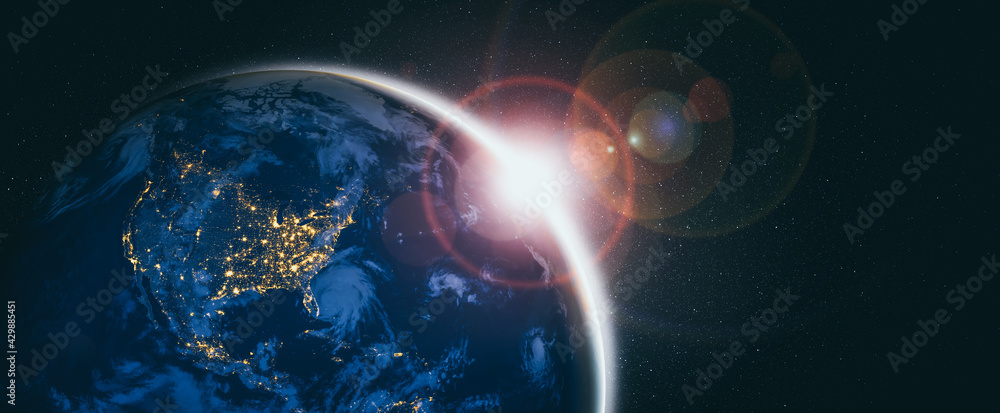 Aufkleber planet earth globe view from space showing realistic earth surface and world map as in outer space p