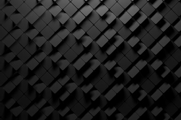Black pattern with many randomly rotated geometric low poly squares