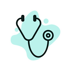 Stethoscope icon minimalist line. Stethoscope sign isolated on white background. Symbol medicine. Vector illustration 