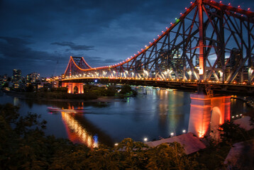 Night view of Story Bridge in Brisbane. High quality photo