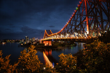 Night view of Story Bridge in Brisbane. High quality photo
