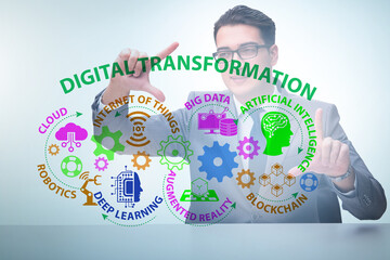Businessman in digital transformation concept