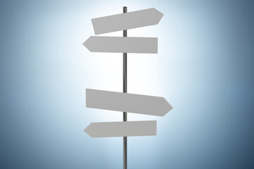 Road direction side in navigation concept - 3d rendering