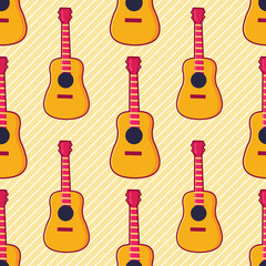 colorful guitar seamless pattern vector illustration 