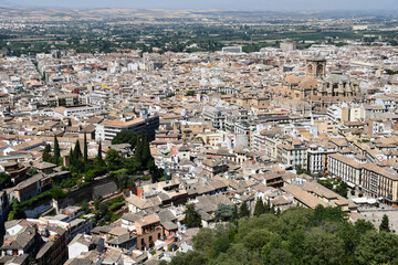Naklejka premium View of the city of Granada in Andalusia, Spain, including Granada Cathedral