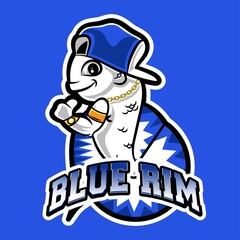 betta fish mascot logo blue rim vector illustration for farm