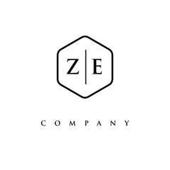 initial ZE logo design vector