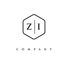 initial ZI logo design vector